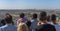 A group of tourists observing panorama of Jerusalem from the Olive mount