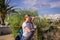 A group of tourists sees the sights from a panoramic point