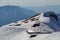 Group of tourists skiing in the ski resort Rosa Khutor