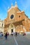 Group of tourists is on square near Cathedral of Santi Giovanni e Paolo, Venice, Italy