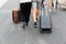 Group of tourists with suitcases, Europe tourism