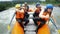 Group Of Tourists Whitewater Rafting On Pastaza River , Ecuador