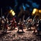 A group of toy figurines of knights and knights. Generative AI image.