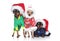 Group of toy-terrier puppies in Christmas hats