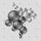 Group of transparent matte spheres. Vector template