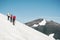 Group Travelers hiking in mountains glacier