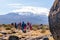 Group of trekkers hiking in Kilimanjaro