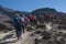 Group trekking on Machame route Kilimanjaro