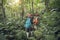 Group of Trekking in rainforest jungle. adventure and explorer