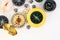 Group of twelve small and big compasses