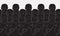 A group of uniformed policemen with truncheons stand in tight rows. Vector seamless horizontal pattern.