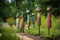 group of unique sculptures in park or garden, bringing a touch of whimsy to the natural setting