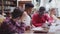 Group of university students studying together