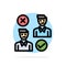 Group, User, Job, good, cancel Abstract Circle Background Flat color Icon