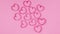 Group of valentine`s day hearts move on pastel pink theme. Stop motion