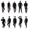Group of various stylish eccentric edgy artist males people posing in black clothes
