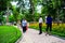 Group of Vietnamese seniors practice Tai Chi early in the morning on the bank of Hoan Kiem lake on september 1, 2015 in Hanoi.