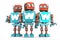 Group of vintage robots with WWW sign. Technology concept. Isolated. Contains clipping path