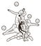 Group of volleyball players action cartoon graphic