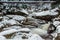 The group of waterfalls and cascades on the Cerna Desna River, close to Sous water reservoir,Jizera mountains,Czech Republic.Long