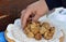 Group of white truffles in Italian market