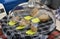 Group of white truffles in Italian market