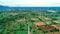 Group of windmills for electric power production in the green field of wheat