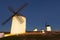 Group of windmills in night