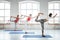 Group of woman practice exercise together indoor class. Healthy lifestyle concept