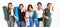 Group of women holding yoga mat standing over isolated background pointing displeased and frustrated to the camera, angry and