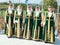 Group of women participants of Greek Ethnic Festival Mega Yorty in Greek National costume in Mariupol,Ukraine