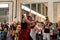 a group of women play music on the street