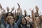 Group Of Women Raising Hands