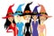 Group of women in witch hats.