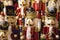 .group of wooden Christmas nutcrackers with different headdresses