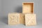 Group of wooden crates on grey
