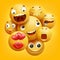 Group of yellow smiley cartoon emoji characters
