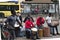 Group of young Africans performing live music show at the Piazza Castello, Turin, Italy