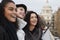 Group Of Young Female Friends Visiting London In Winter