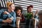 group of young friends spending time in cafe