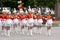 A group of young girls majorettes drummers