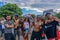 Group of young happy people drinking and having fun during Bloco Orquestra Voadora at Aterro do Flamengo, Carnaval 2017