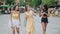 Group of young happy women of different races having fun outdoors