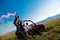 Group of young people having fun while driving a off road buggy car