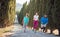 Group of young people jogging with smile