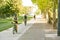 Group of young sportive boy riding bike on sunny day