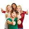 Group of young women holding thumbs up