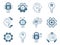 Groups of 12 Artificial intelligence line icons, Twelve technology symbols concepts, and 9 cybernetic icons, ai, technology vector