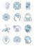 Groups of Artificial intelligence icons set. Collection of high quality outline web pictograms in modern flat style