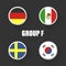 Groups football world championship in Russia. Vector illustration country flags